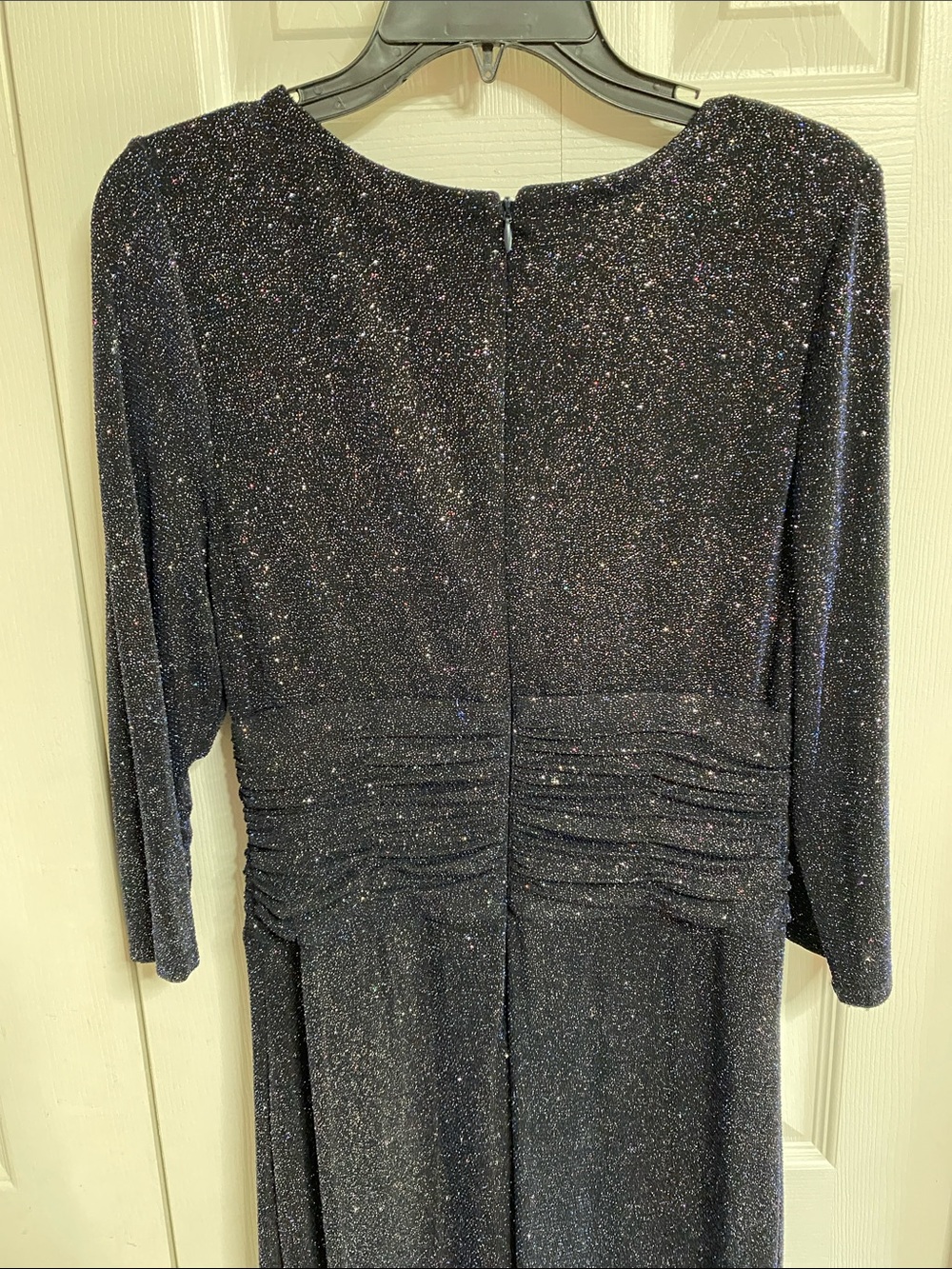 SL Fashions Navy Glitter 3/4-Sleeve Evening Gown - Picture 7 of 7